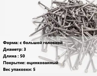 Гвоздь с большой головкой 3х50 оцинкованный 5